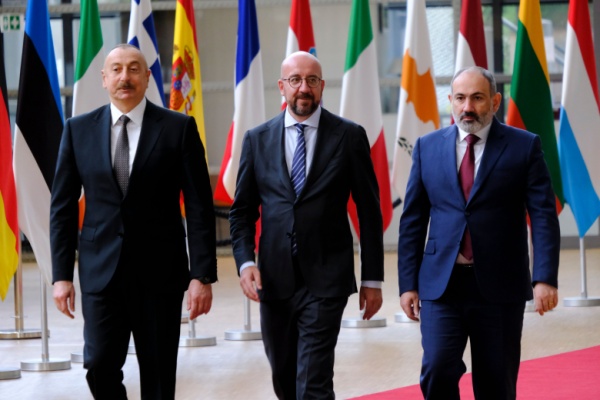 Aliyev Pashinyan European Council President Charles Michel large