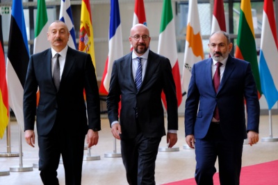 Aliyev Pashinyan European Council President Charles Michel small